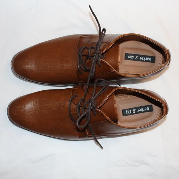 Parker & Sky Men's Brown Faux Leather Lace Up Oxfords Sz 11M - Picture 4 of 11